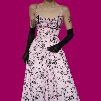 Blondie Nites pink glittery floral evening dress UK 10