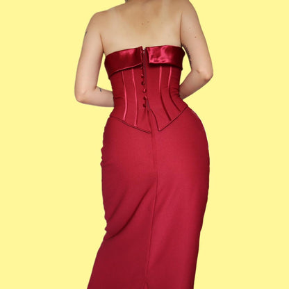 Red corset evening dress UK 10-12