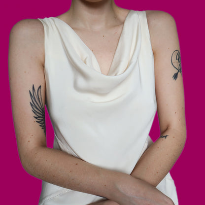 Beautiful off white 100% silk wedding slip dress UK 14