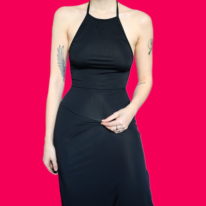 Sexy Nick Coleman black stretch low back dress UK 8 & UK 12