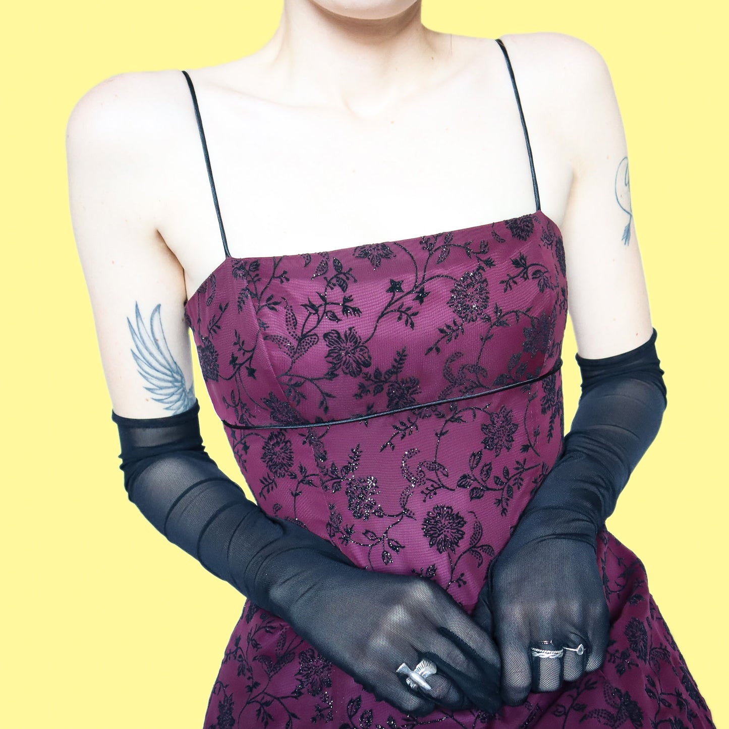 Burgundy glittery floral a line prom dress UK 10