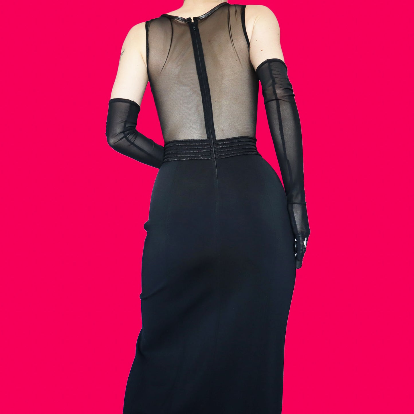Tadashi black stretch evening dress UK S
