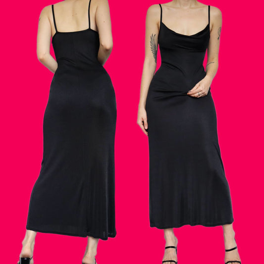Super chic black slip dress UK 10
