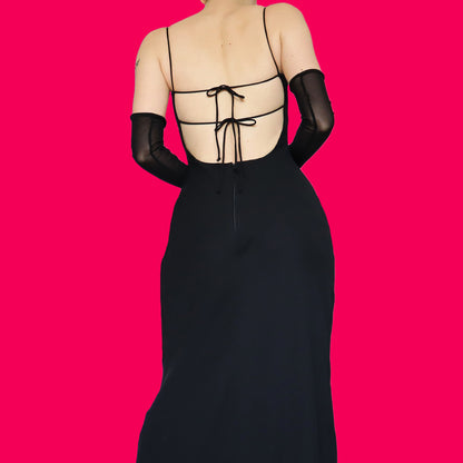 Black open back evening dress UK 10