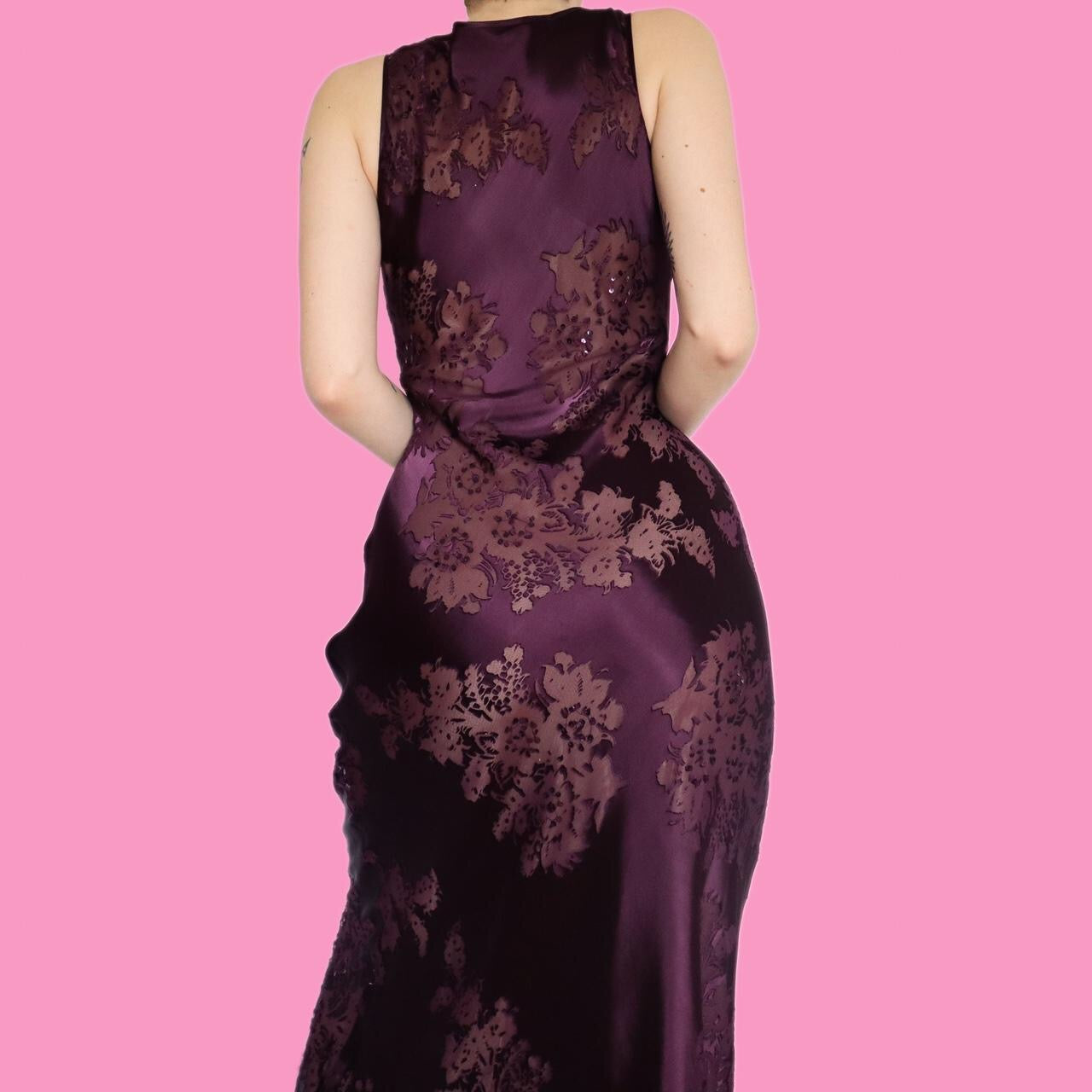Beautiful silk blend purple evening dress UK 14