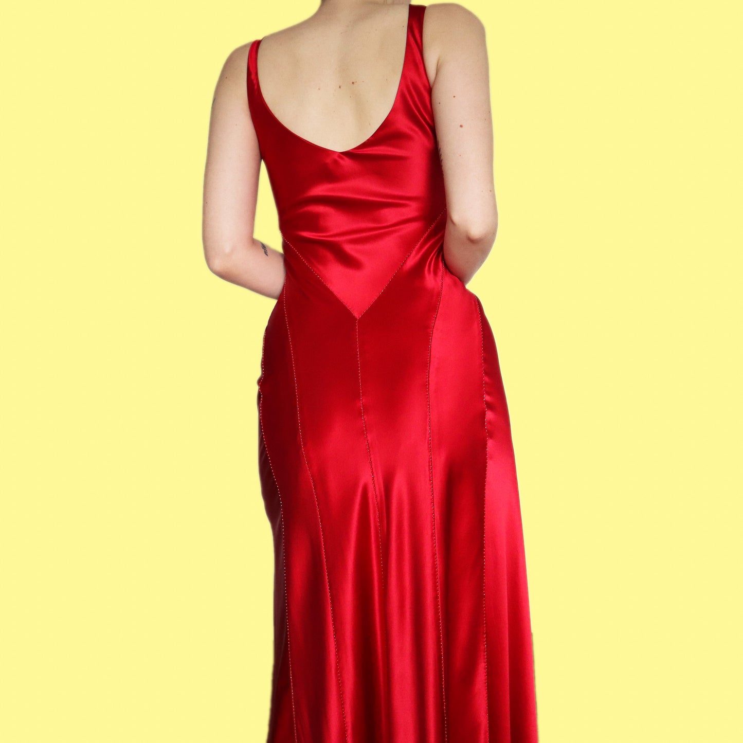 Stunning red 100% silk evening slip dress UK 8