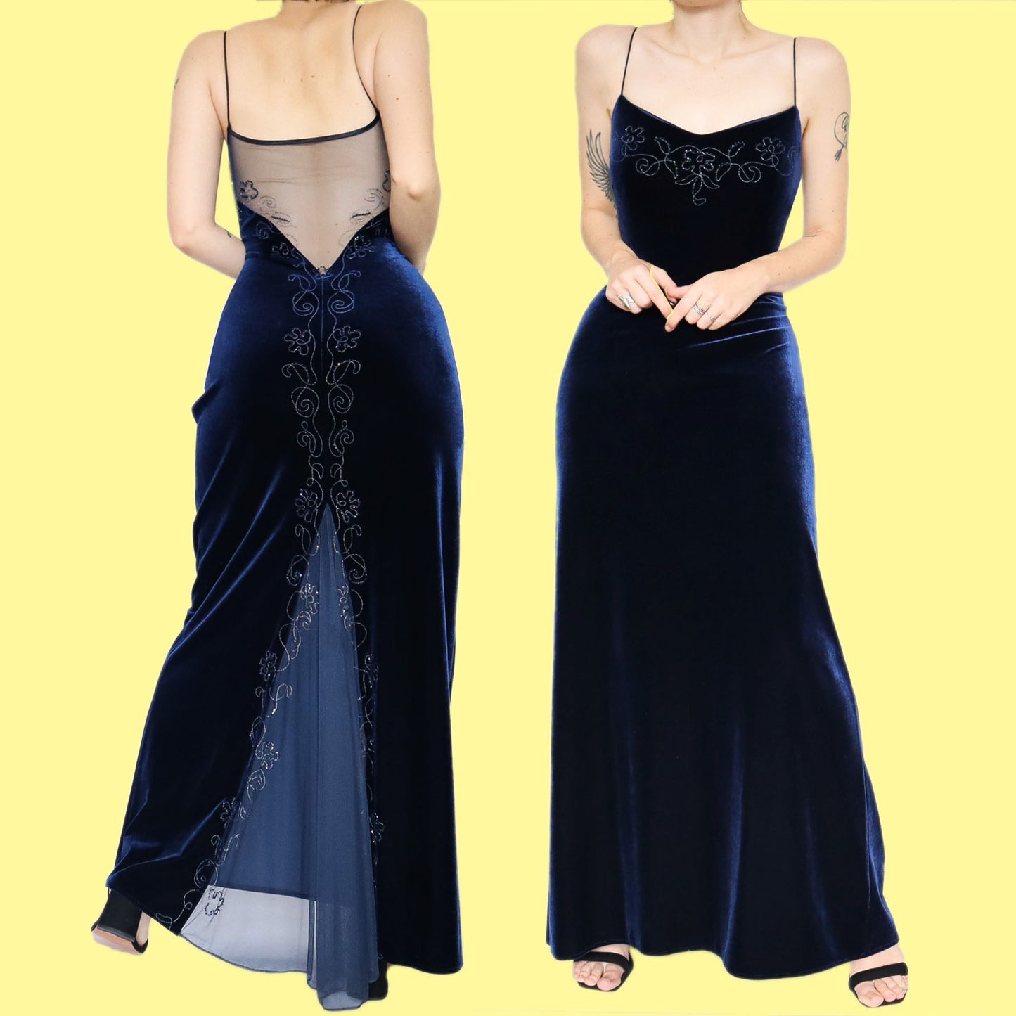 Navy Dave & Johnny velvet evening prom dress UK 16