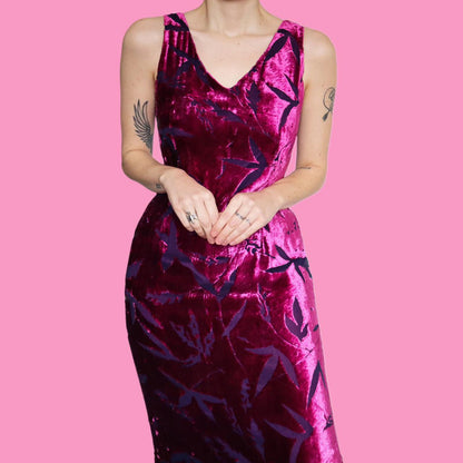 Beautiful Austin Reed pink velvet silk blend evening dress UK 12
