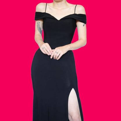 Beautiful black stretch cold shoulder evening dress UK 10