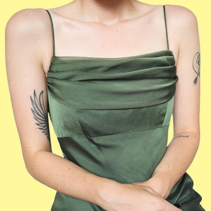 Green chiffon evening dress UK 12