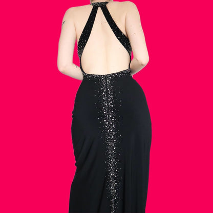 Beautiful black stretch evening dress UK 14