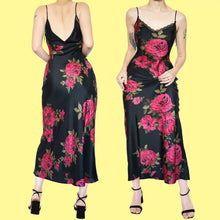 Load image into Gallery viewer, Black floral slip dress with matching top UK 8
