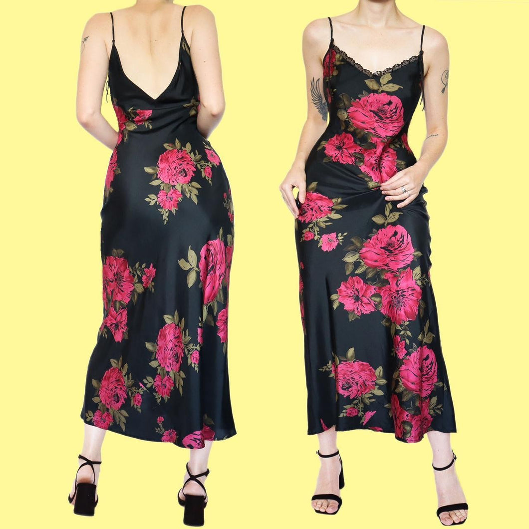 Black floral slip dress with matching top UK 8