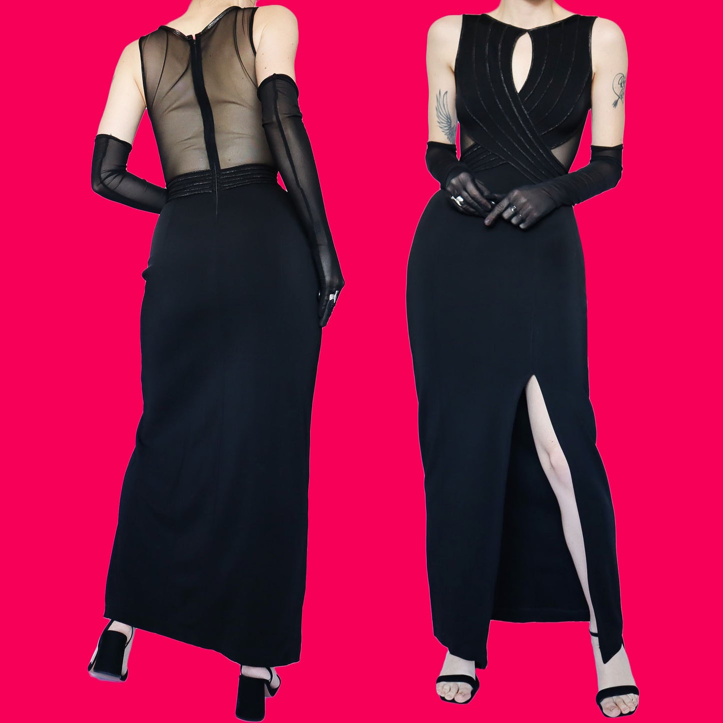 Tadashi black stretch evening dress UK S