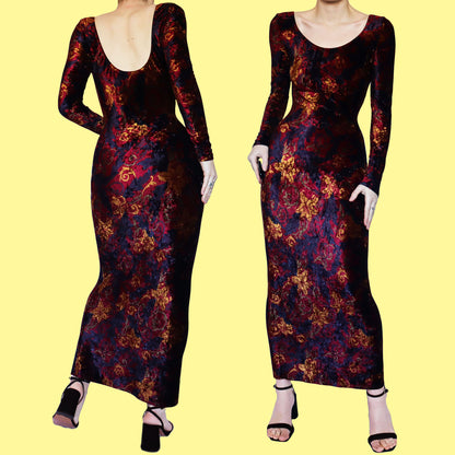 Beautiful Monsoon Twilight dark floral velvet dress UK 12