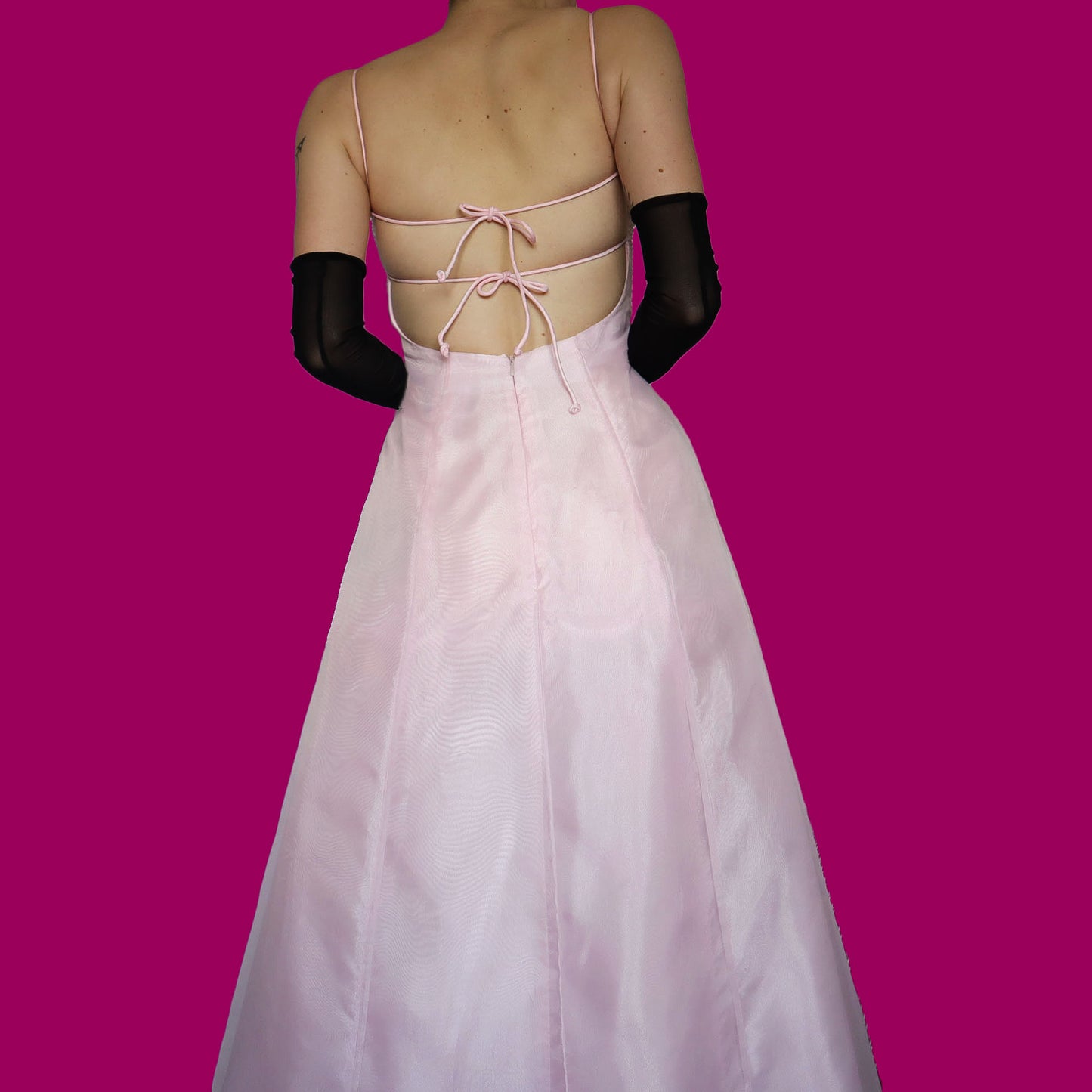 Pink beaded a line evening prom dress UK 10