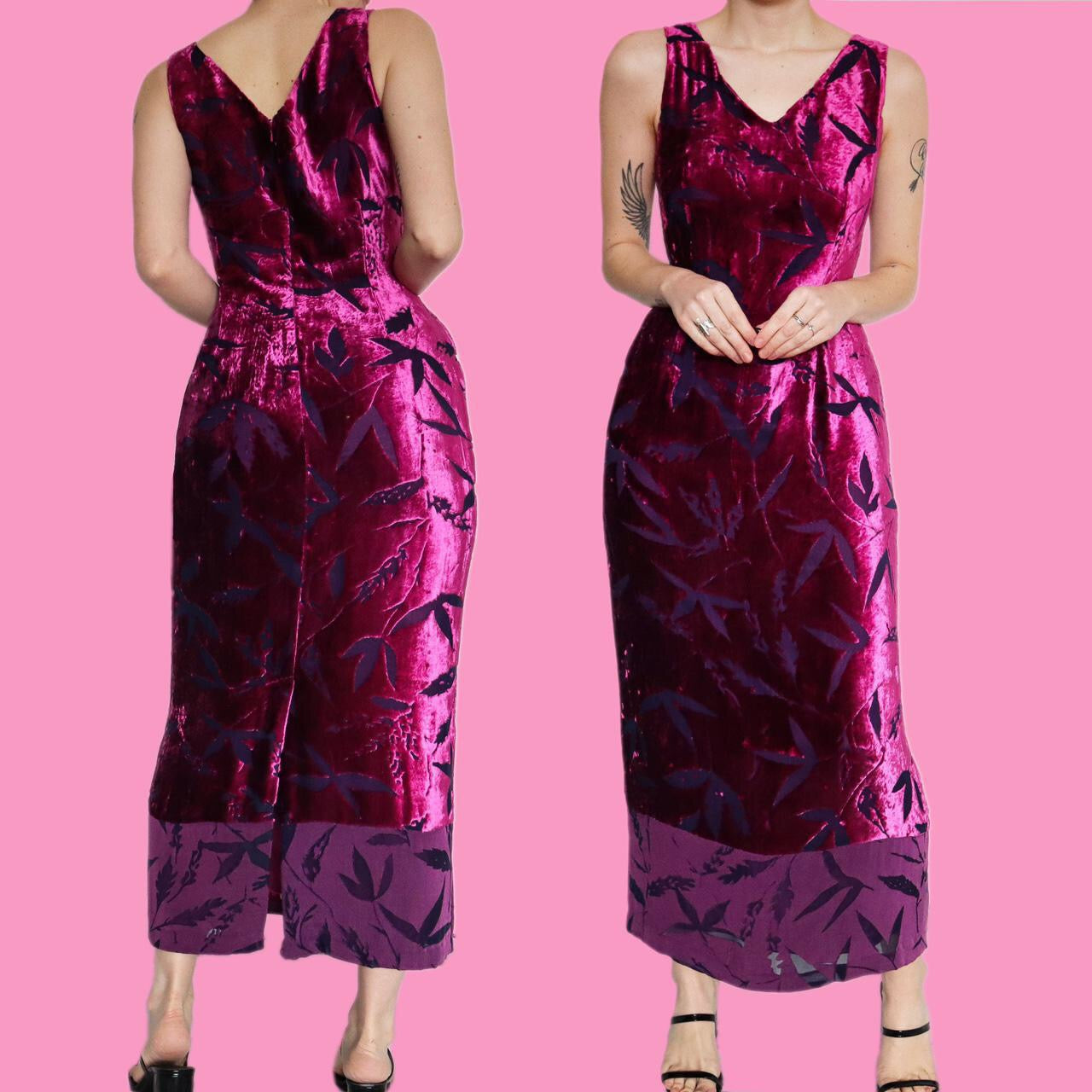 Beautiful Austin Reed pink velvet silk blend evening dress UK 12
