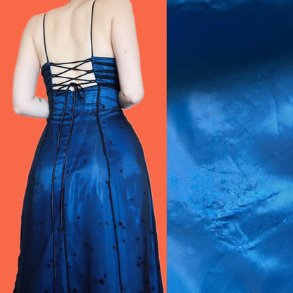 Beautiful blue glittery star evening dress UK 14