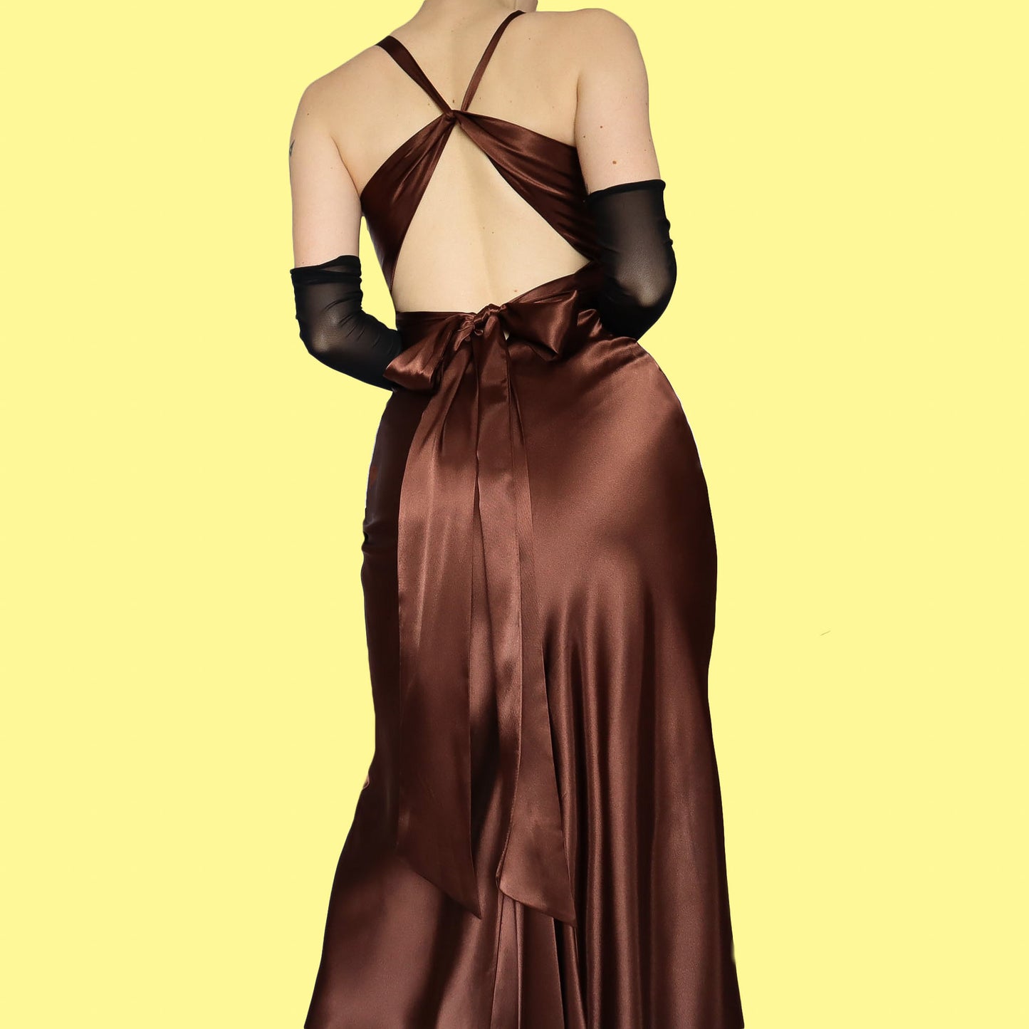 Brown Betsy & Adam satin evening dress UK 8