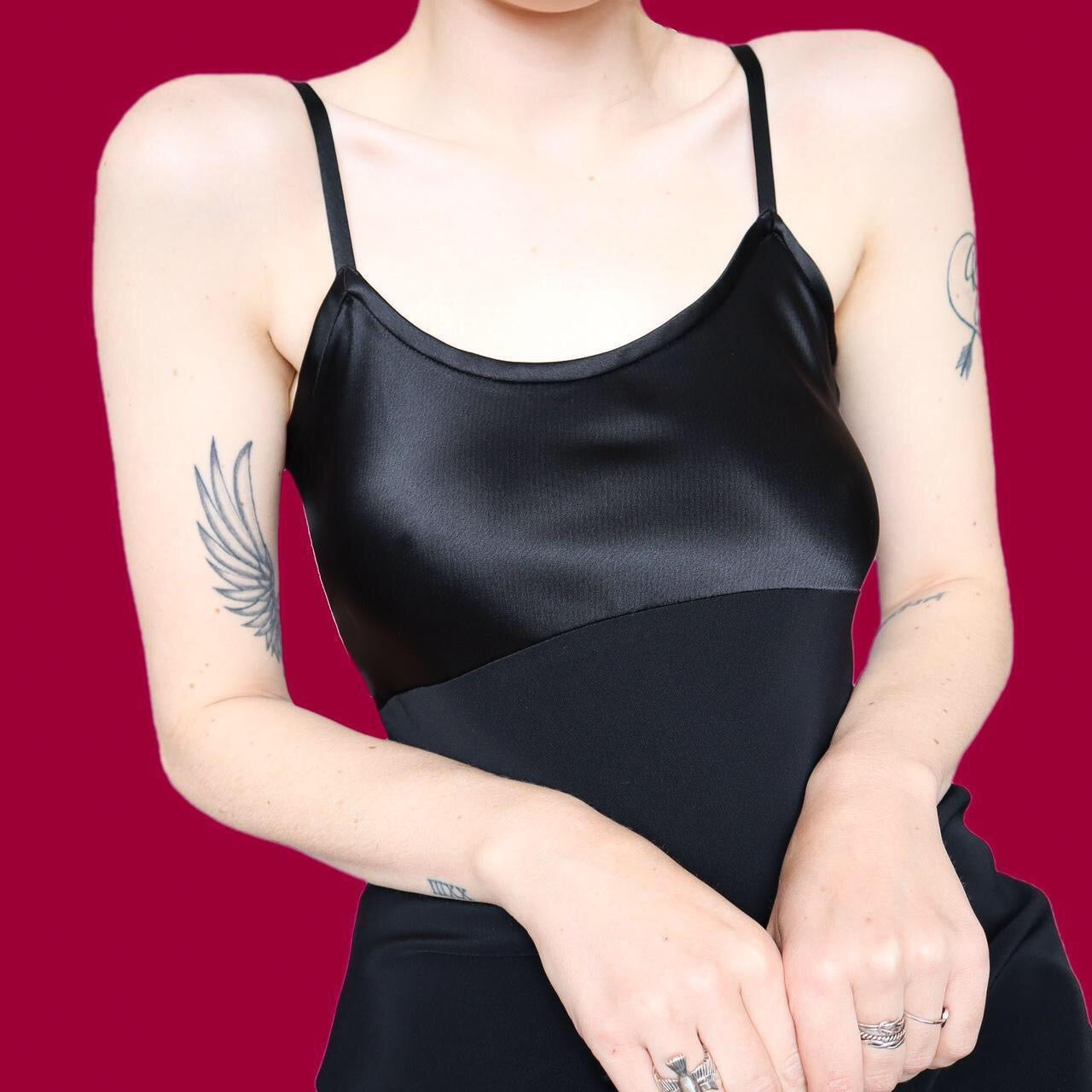 Beautiful Laura Ashley black satin slip dress UK 12