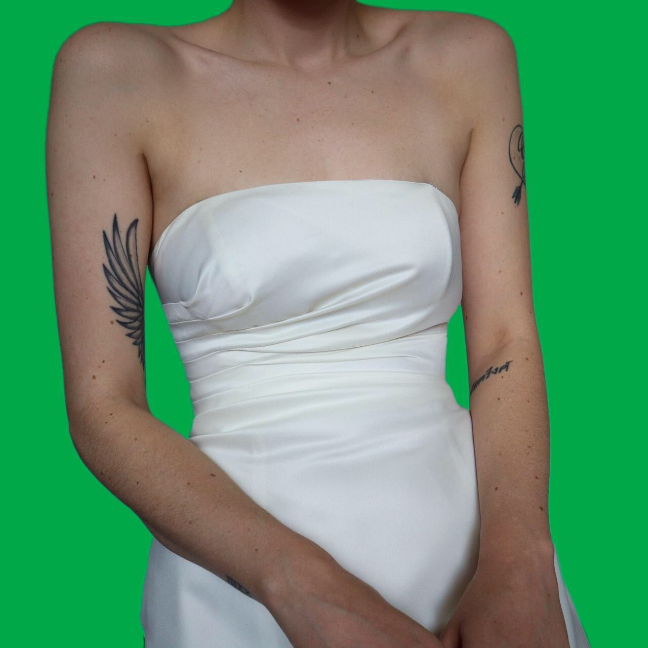 White strapless evening dress UK 8