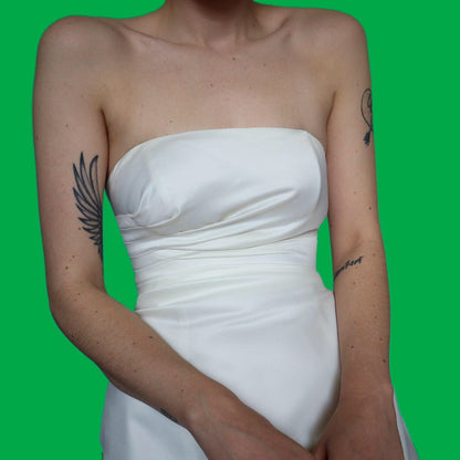 White strapless evening dress UK 8