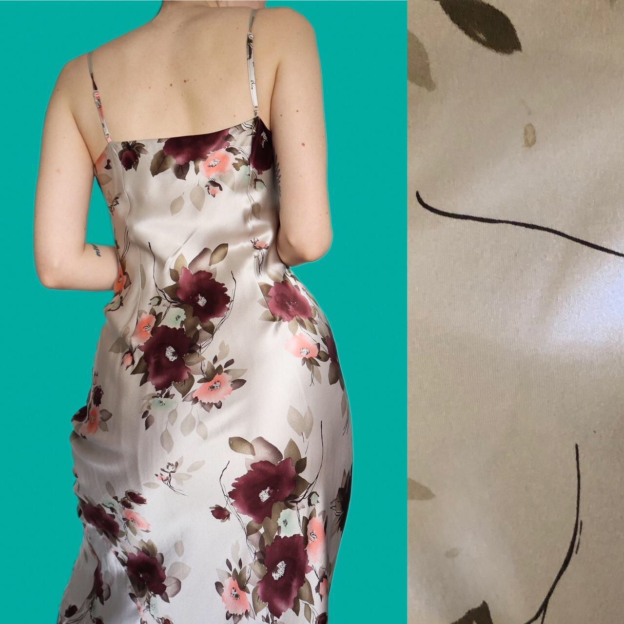 Beautiful 100% silk floral slip midi dress UK 12