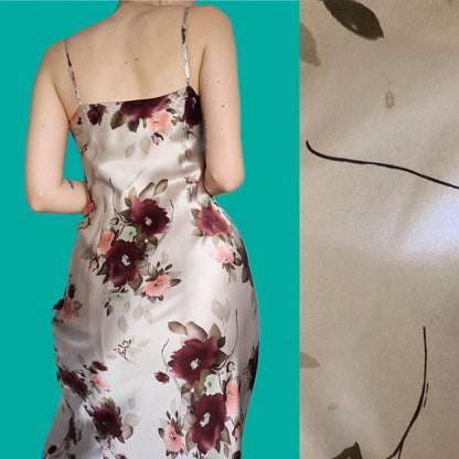 Beautiful 100% silk floral slip midi dress UK 12