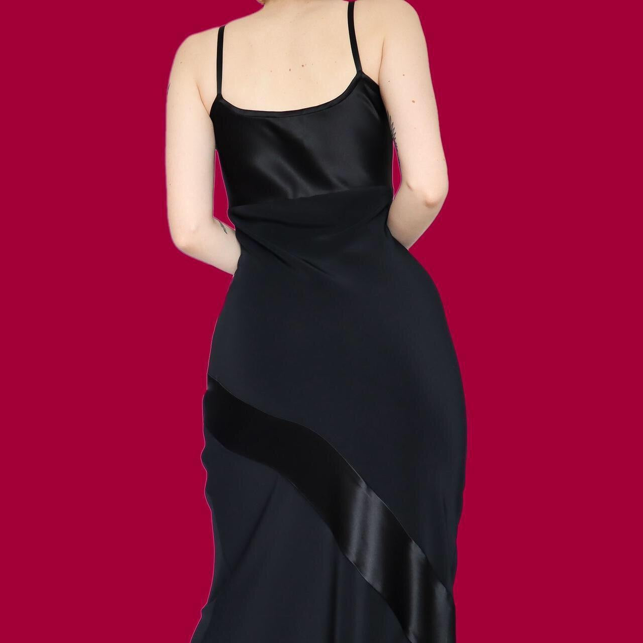 Beautiful Laura Ashley black satin slip dress UK 12