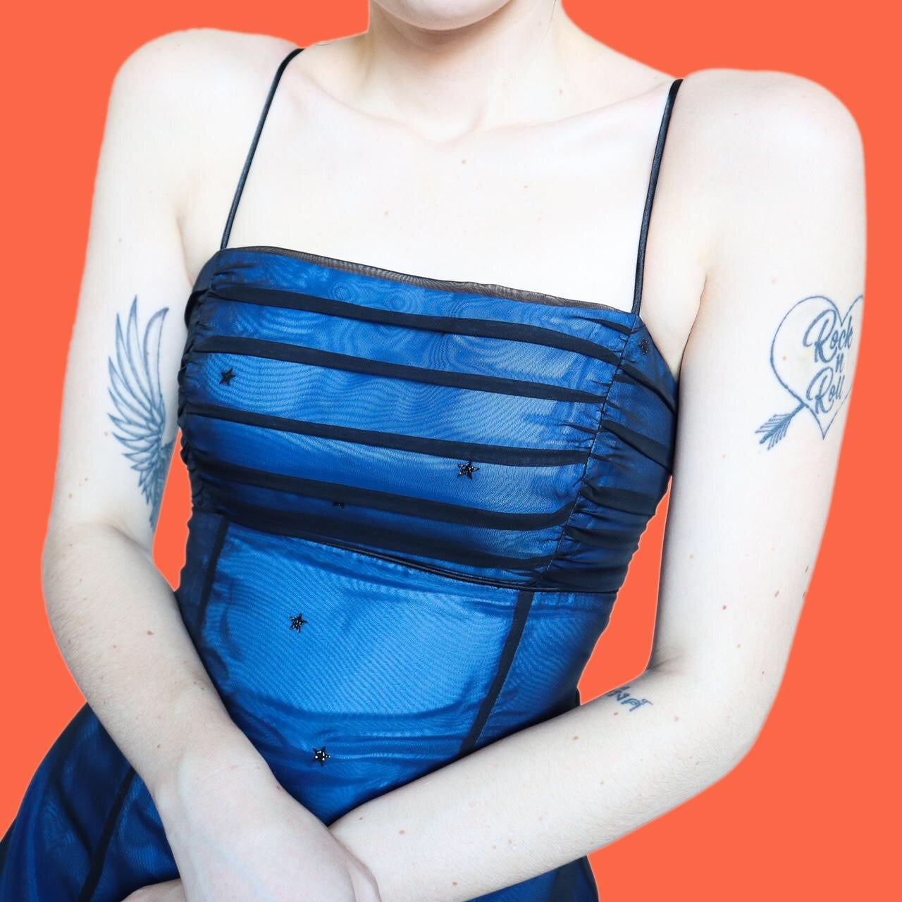 Beautiful blue glittery star evening dress UK 14