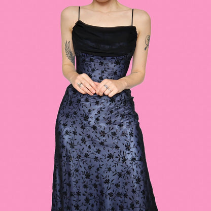 Beautiful blue glittery floral evening dress UK 10