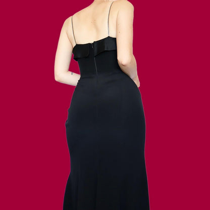 Black diamanté slip evening dress UK 12