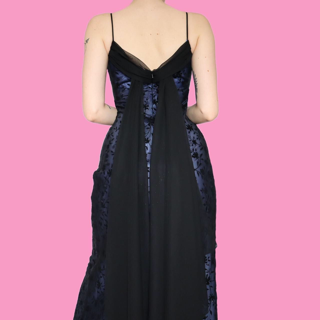 Beautiful blue glittery floral evening dress UK 10