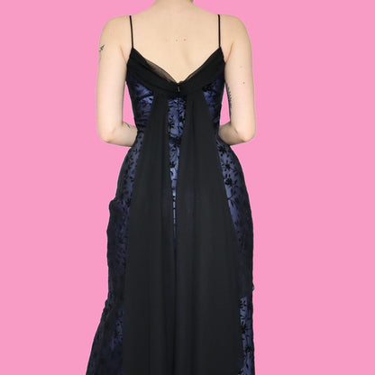 Beautiful blue glittery floral evening dress UK 10