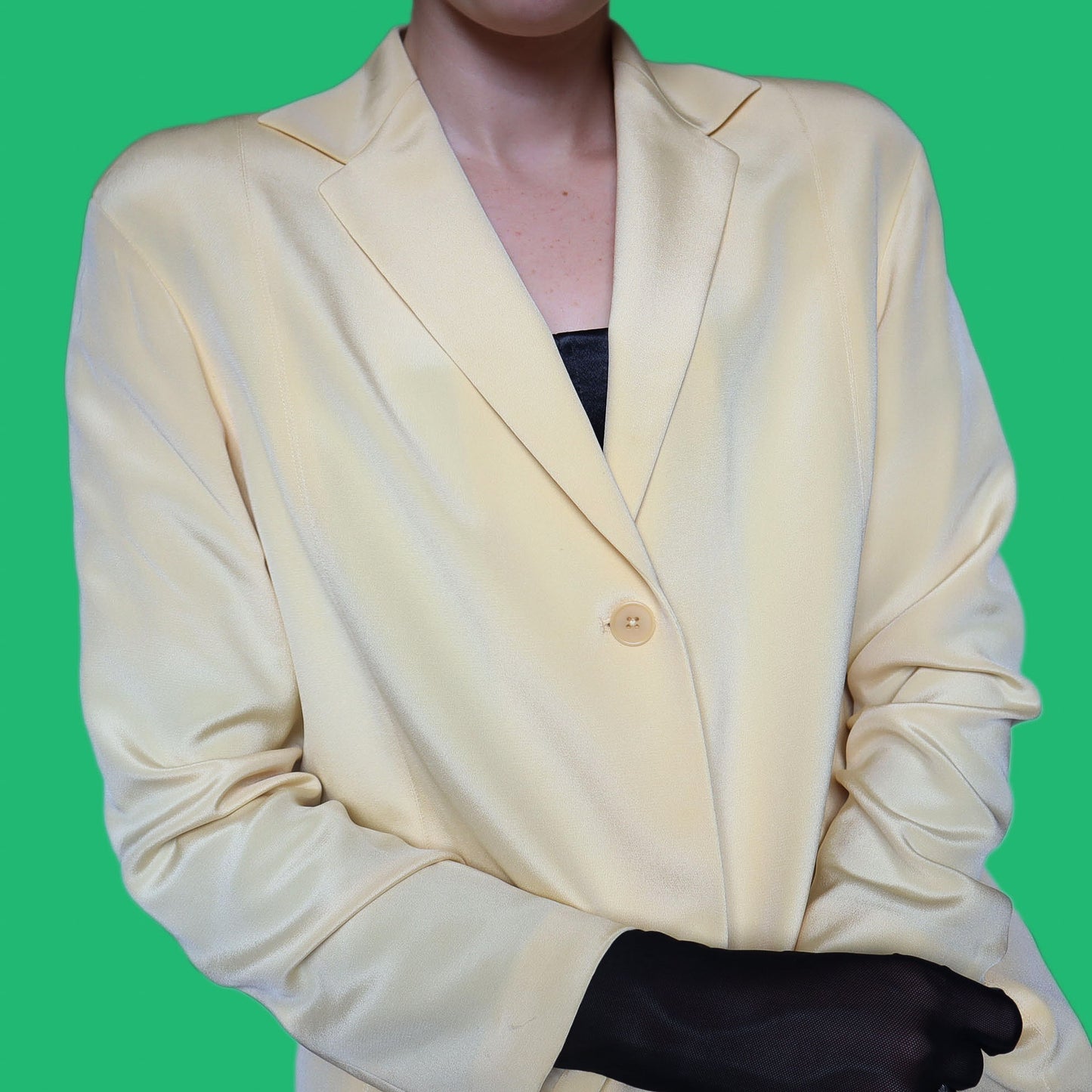 Yellow 100% Silk 2 Piece Suit UK 12