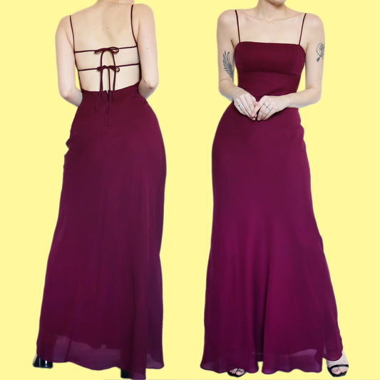 Stunning wine colour chiffon evening dress with shawl UK 10