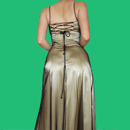 Beautiful subtle yellow beaded evening dress UK 10