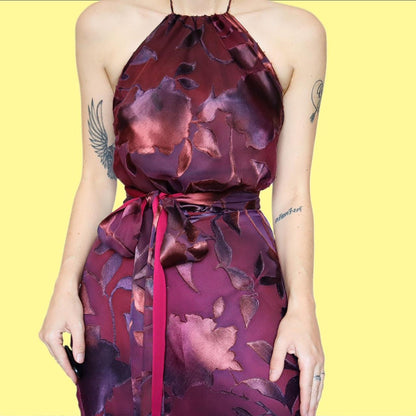 Floral halter neck evening dress UK 10