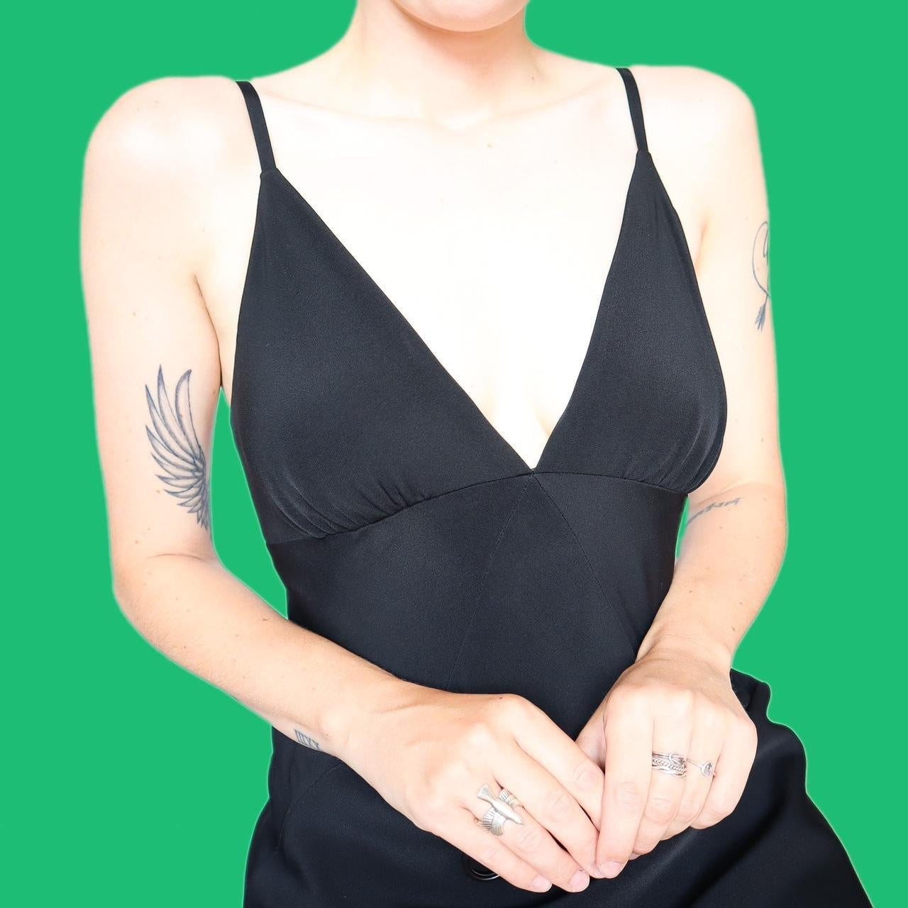 Chic black slip evening dress UK 12