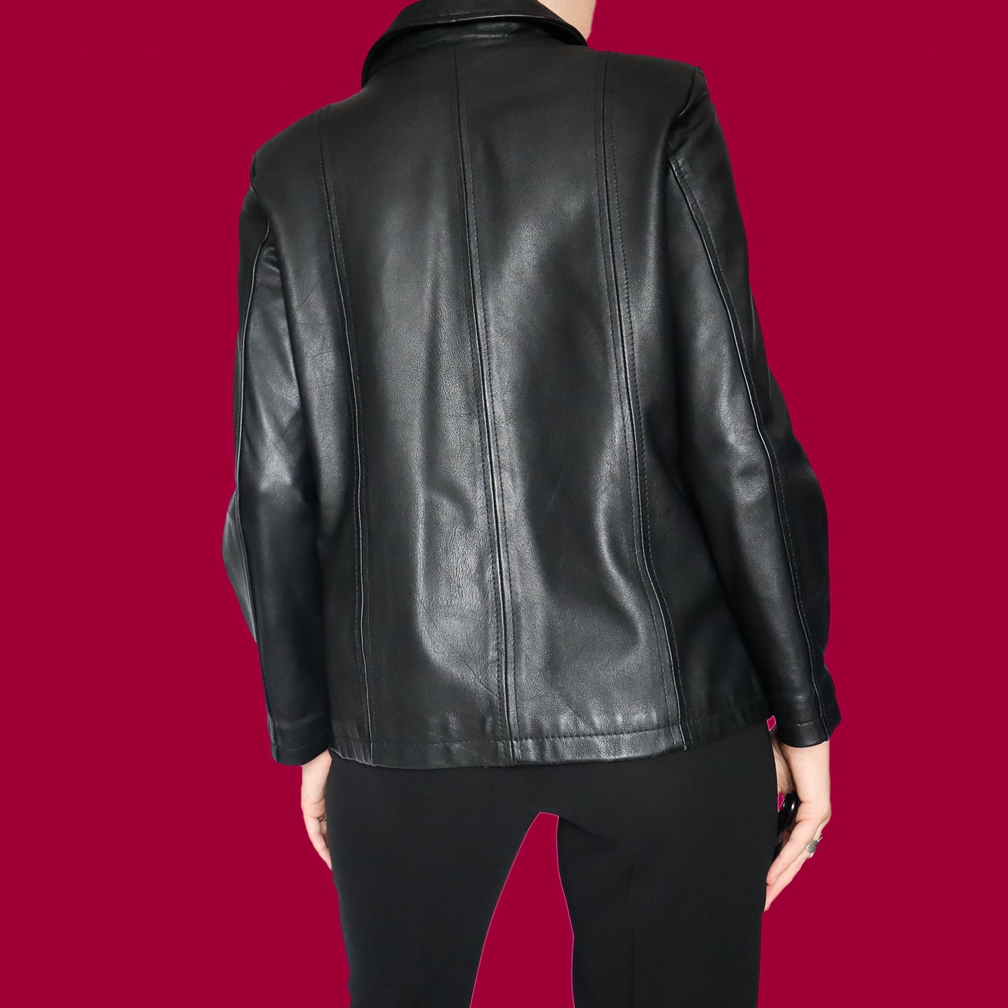 Black real leather jacket UK M