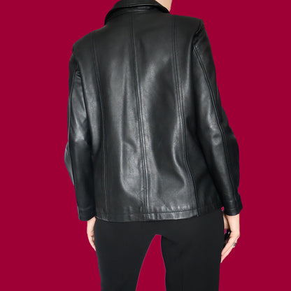 Black real leather jacket UK M