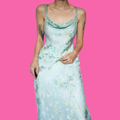 Silk blend floral slip evening dress UK 10