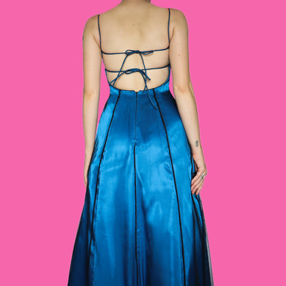 Electric blue beaded a line prom dress UK 8