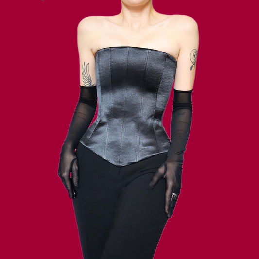 Black lace up corset UK 10
