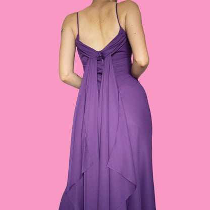 Purple chiffon evening prom dress UK 16