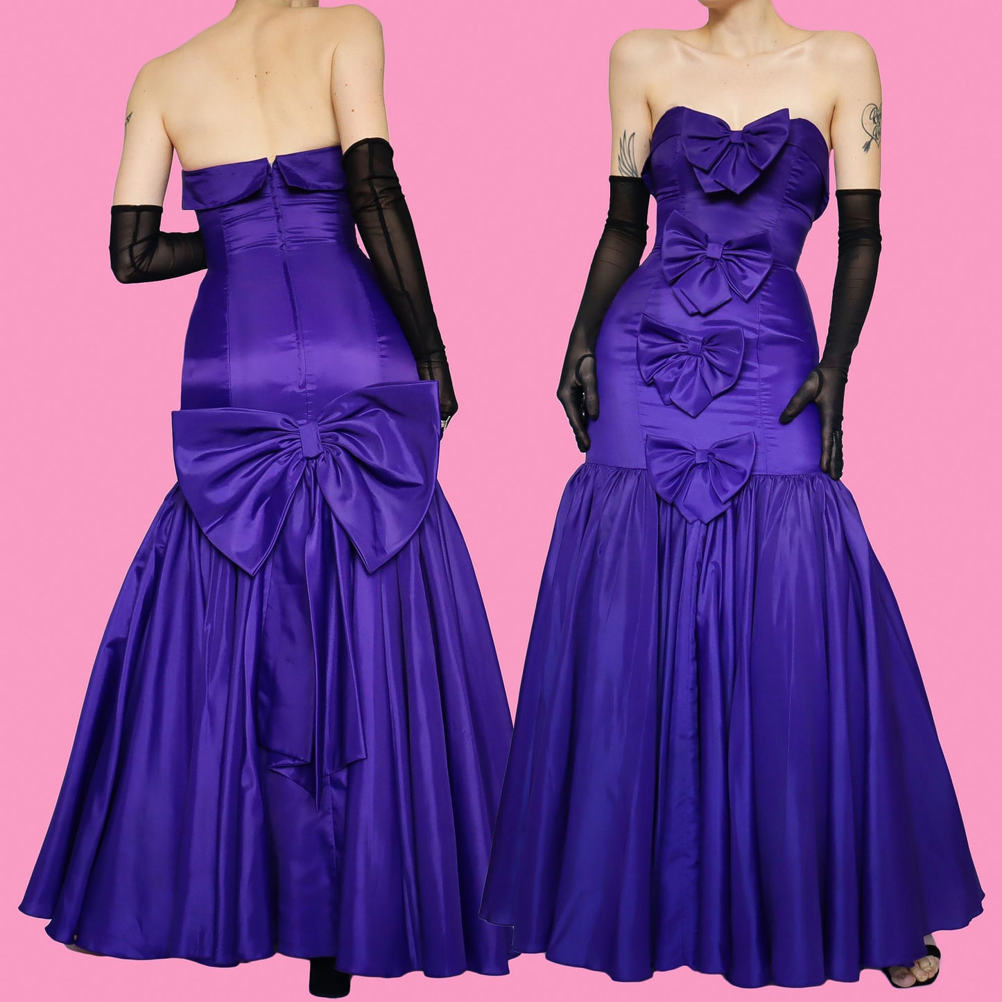 Purple After Six strapless evening dress UK 10-12