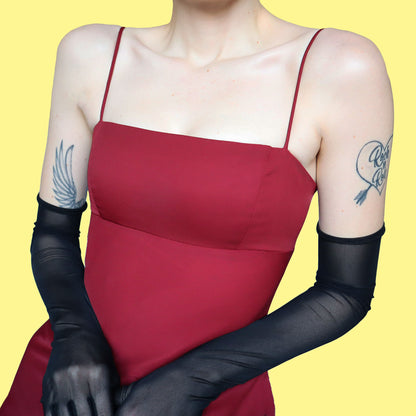 Red open back evening dress UK 8