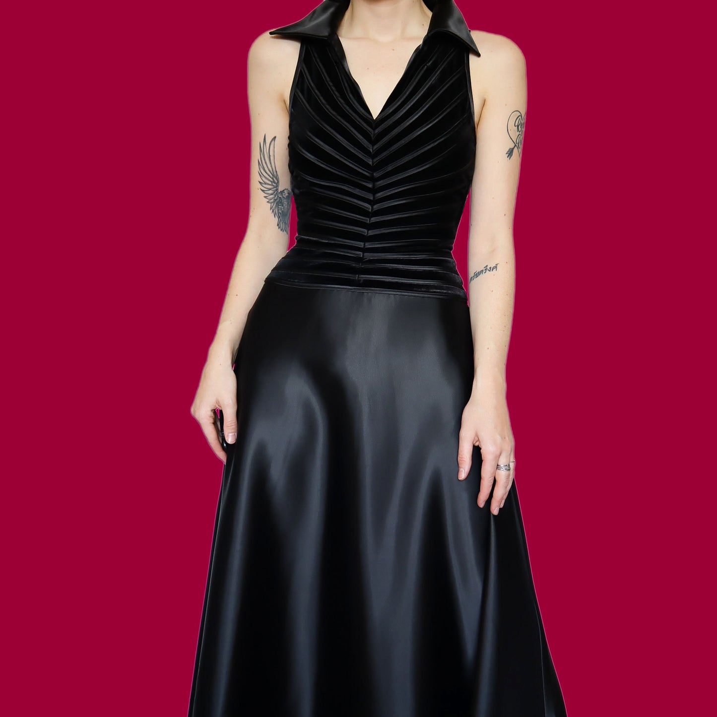 Chic black a line evening dress UK 10