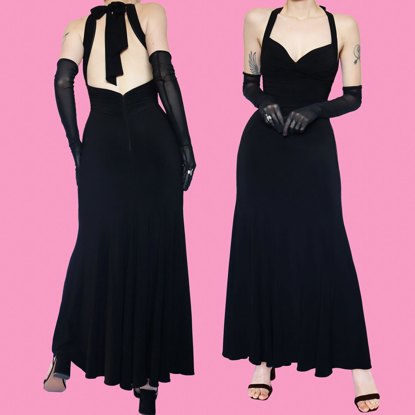 Black stretch evening dress UK 8