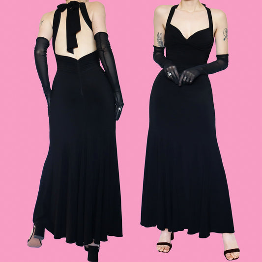 Black stretch evening dress UK 8